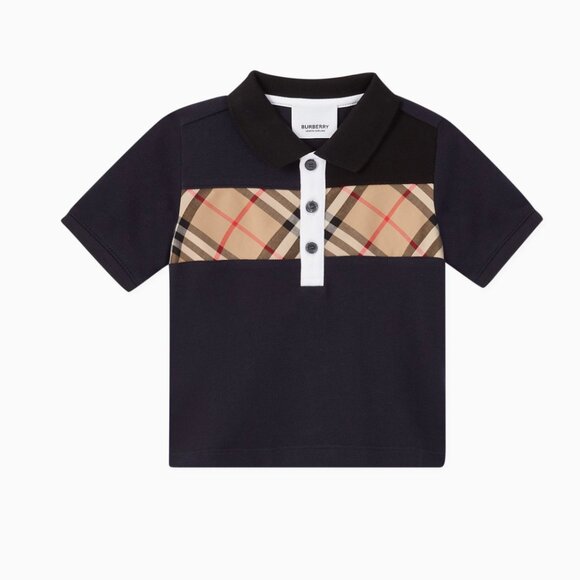 Burberry Other - Authentic Burberry Blue Vintage Check Panel Cotton Polo Shirt - Size 2T